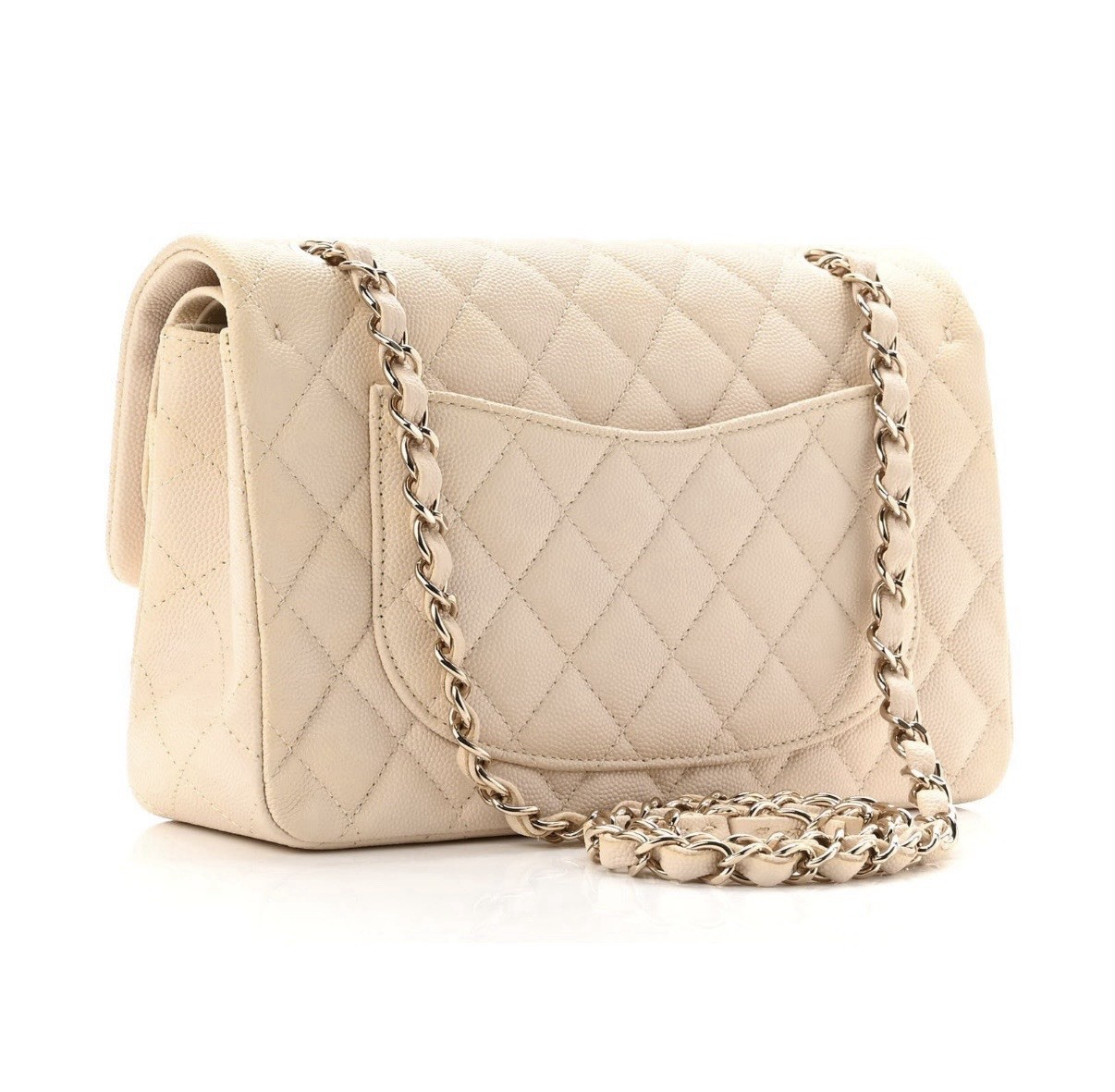 CHANEL Beige small Classic Flap Chain Shoulder Bag beige with gold HW .