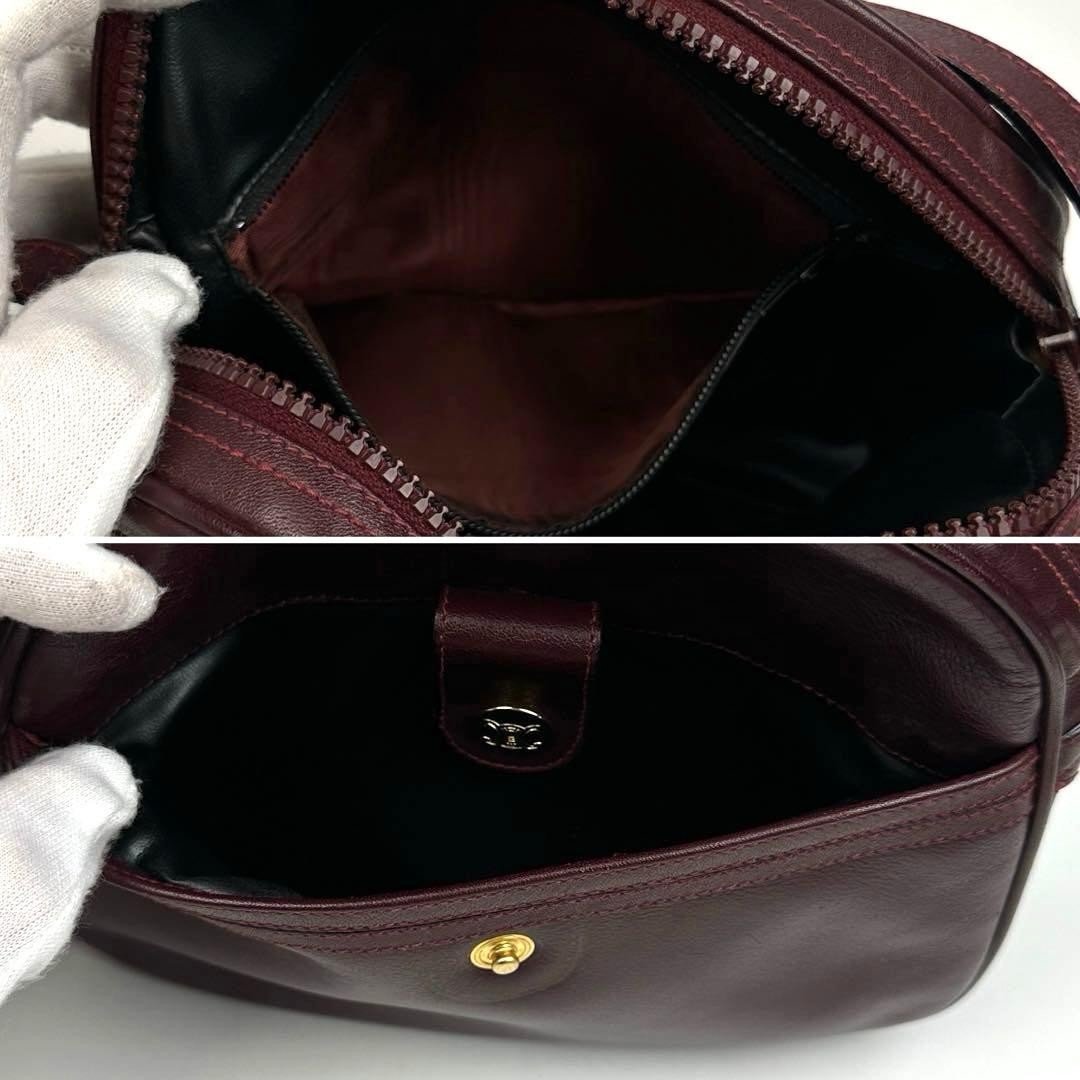 Celine Triomphe Emblem Red Shoulder Bag Box Calf Leather Japan 0711816
