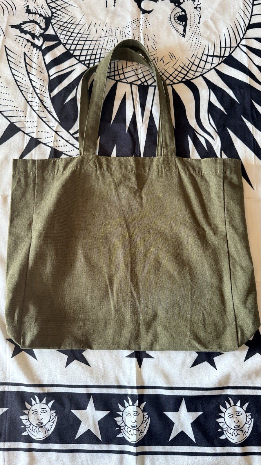 Authentic Merci Paris Boutique Large Cotton Tote Market Shopping Bag moss Green