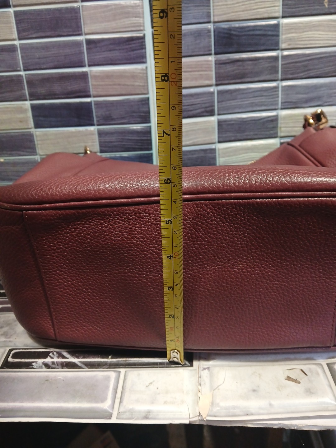 Coach Pebble Leather Rori Shoulder Bag Burgundy