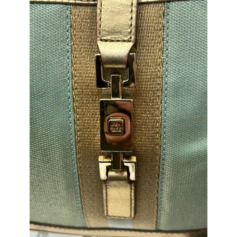 Vintage GUCCI 2003 Tom Ford Archival Jackie Bag Aquamarine Gold Y2K + COA