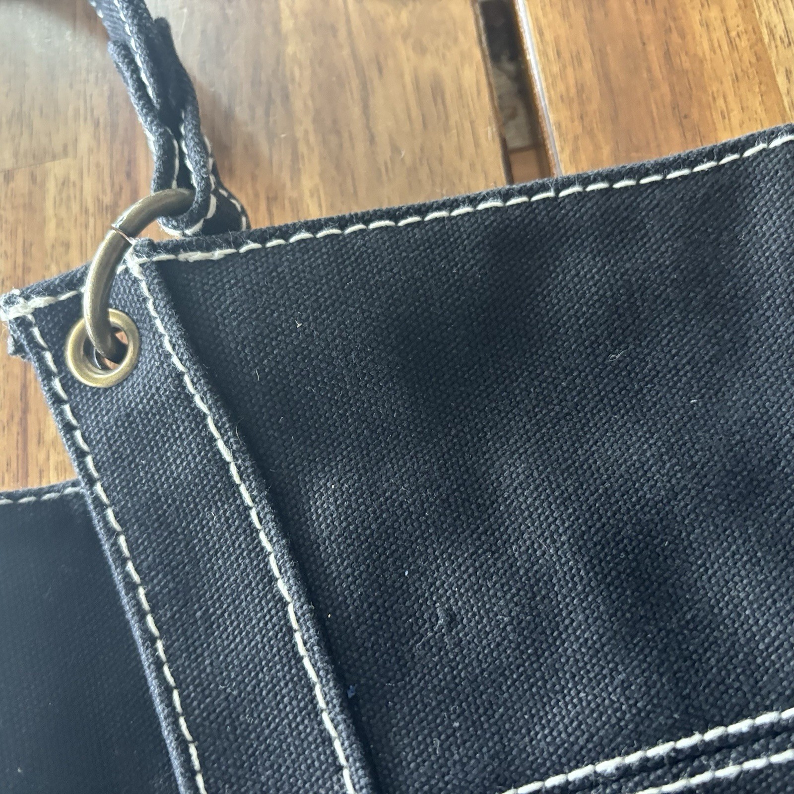 Y2K GAP Purse Black Canvas White Stitching Cargo Shoulder Bag Crossbody Grunge
