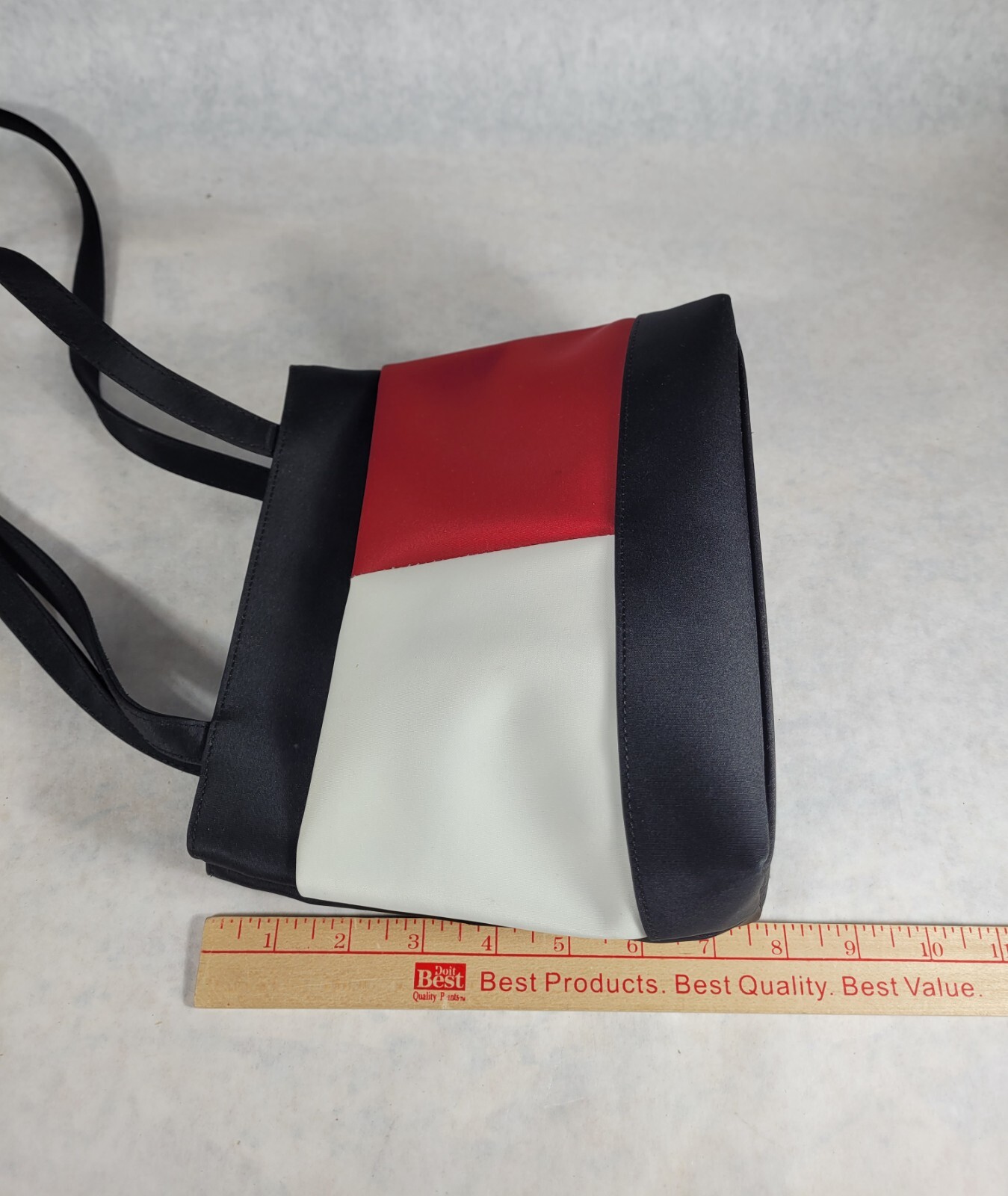 Vintage Classy Black/White/Red Fabric Shoulder Purse Bag Korea NICE!