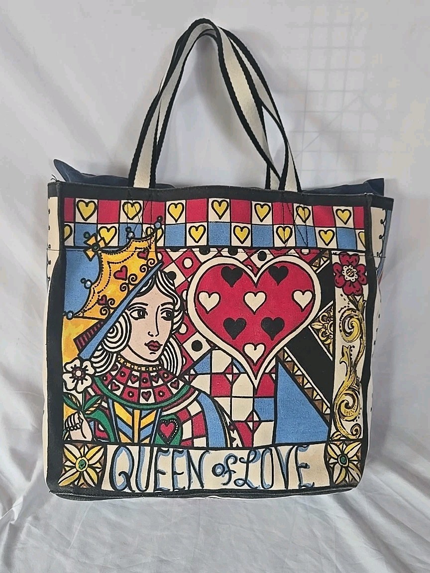 Brighton Queen of Love Tote Canvas Zip Pocket Queen of Hearts Tom Clancy Artist