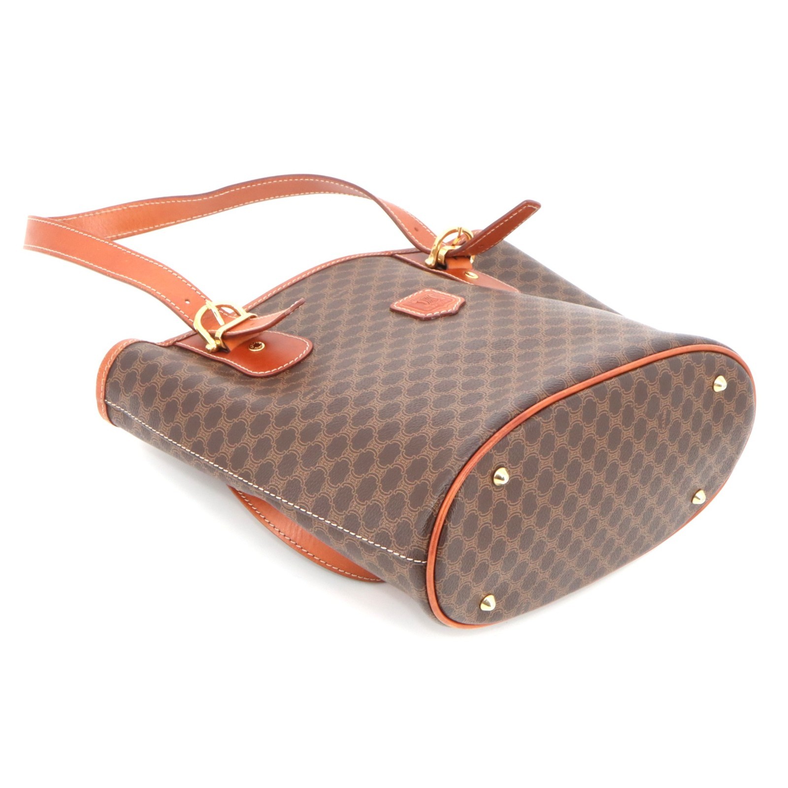 [Pre-owned] CELINE Macadam Triomphe Blason Hand Bag Tote Bag Brown PVC Leather