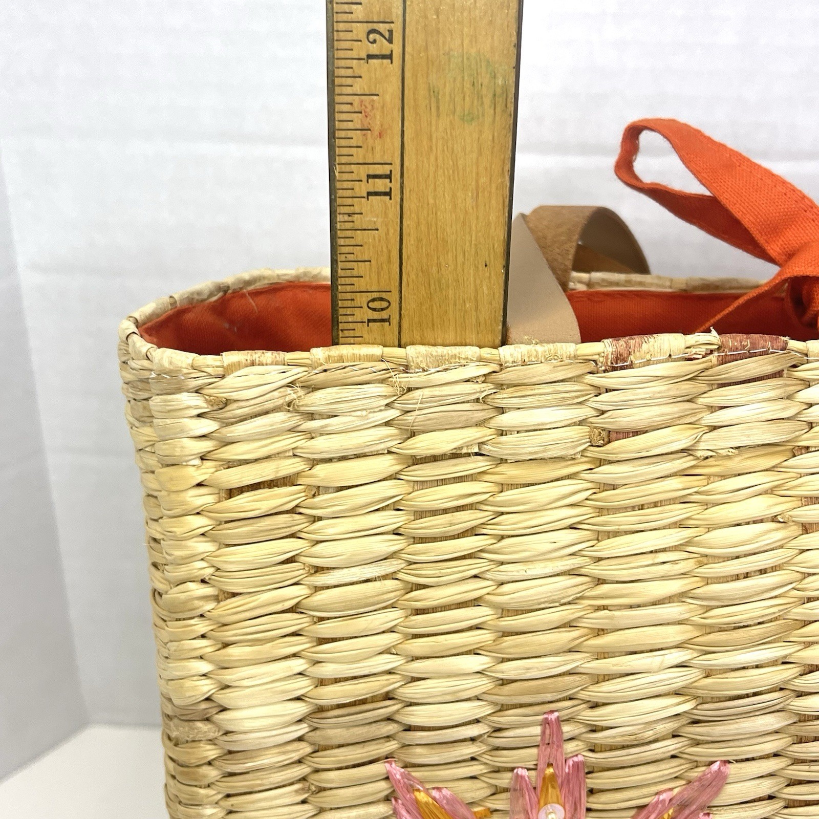Charter Club Beach Straw Purse Shoulder Lined Decorative Cottagecore Resort
