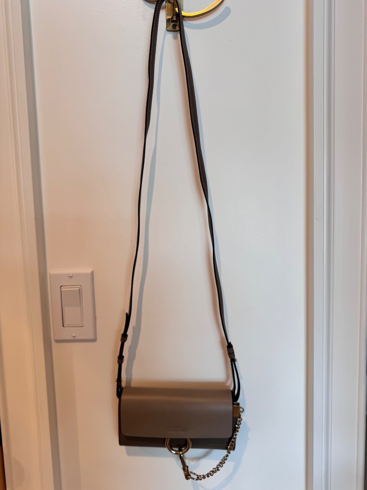 Chloe Grained Calfskin/Lambskin Small Faye Shoulder Back Matte Taupe