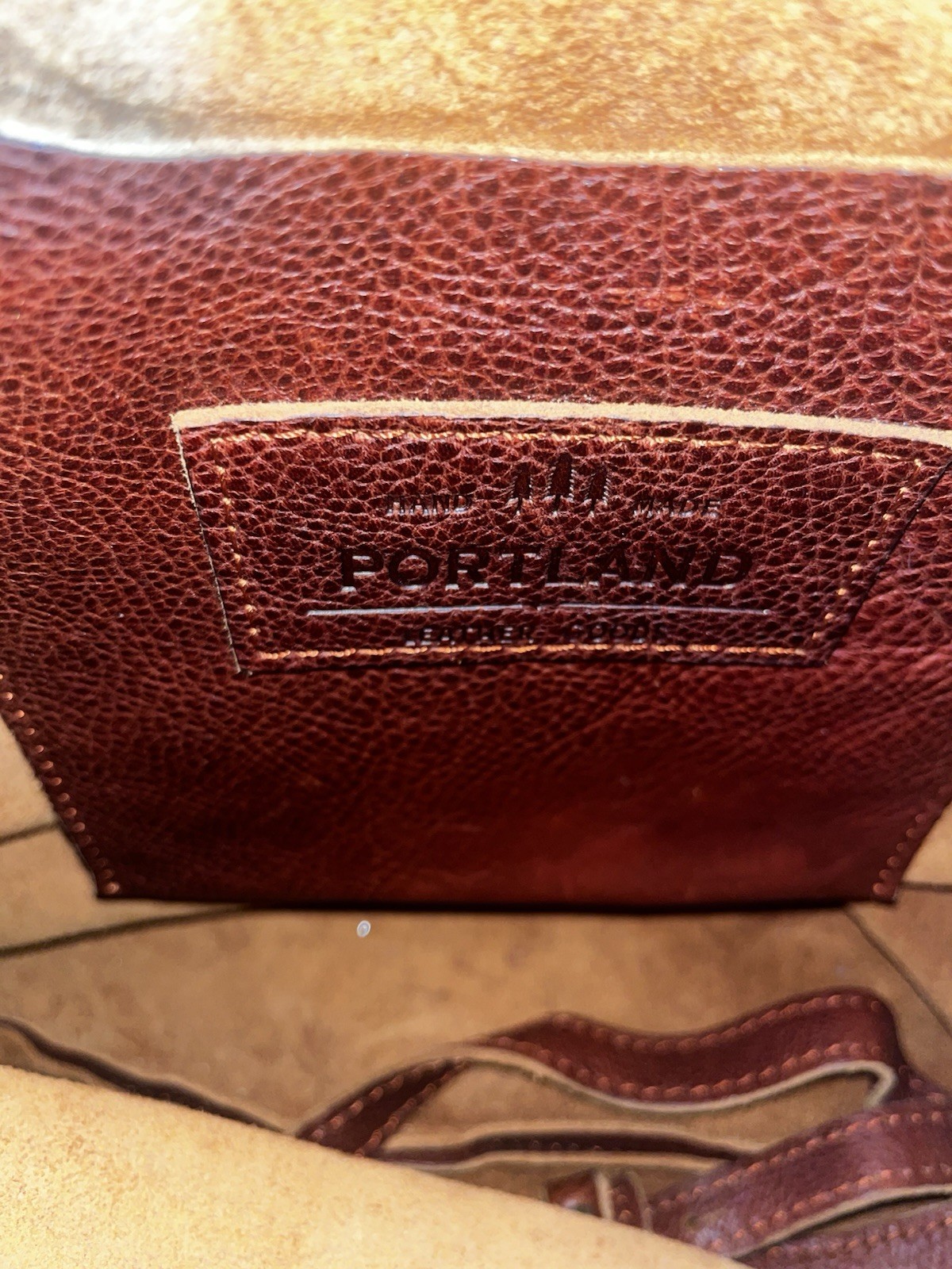Portland Medium Brown Pebbled Tote Handbag w/ Logo Accent, Solid Pattern