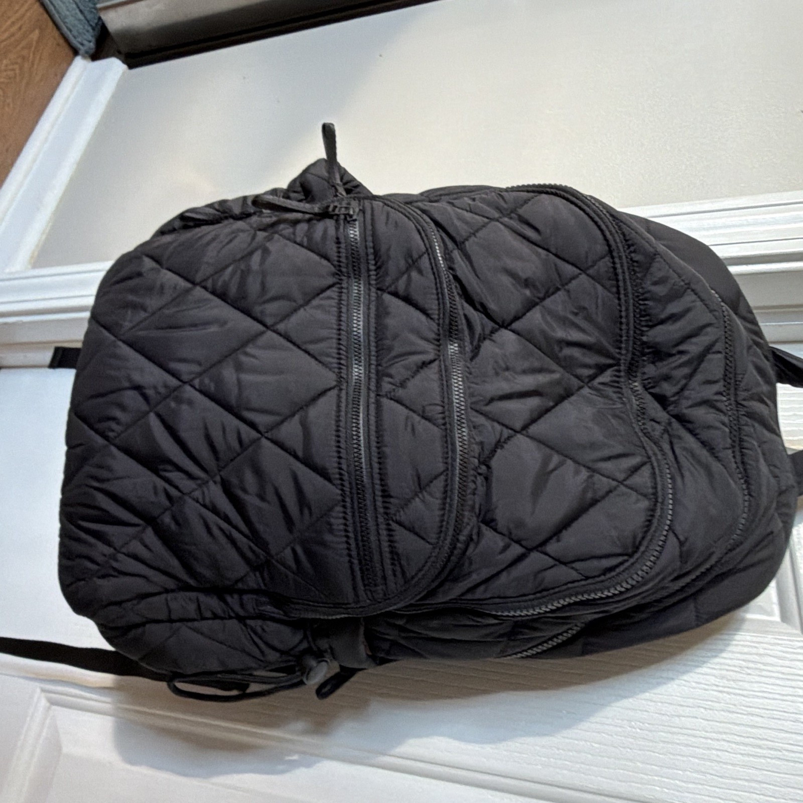 Vera Bradley Women’s Black Backpack Bag, Zip Closure, Floral Lined, Pockets