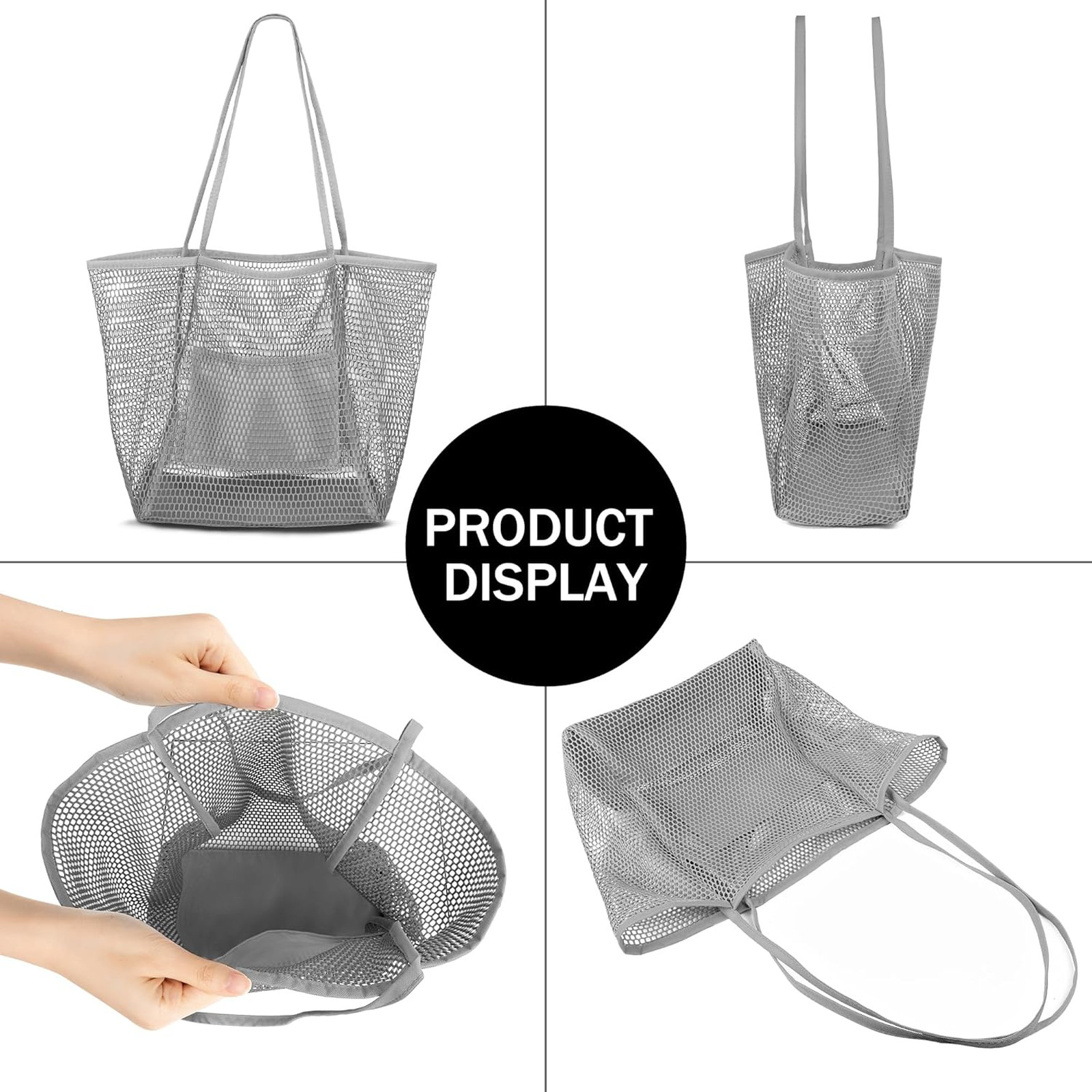 Women Mesh Tote Beach Bag, Casual Summer Crochet Shoulder Bag, Large Capacity