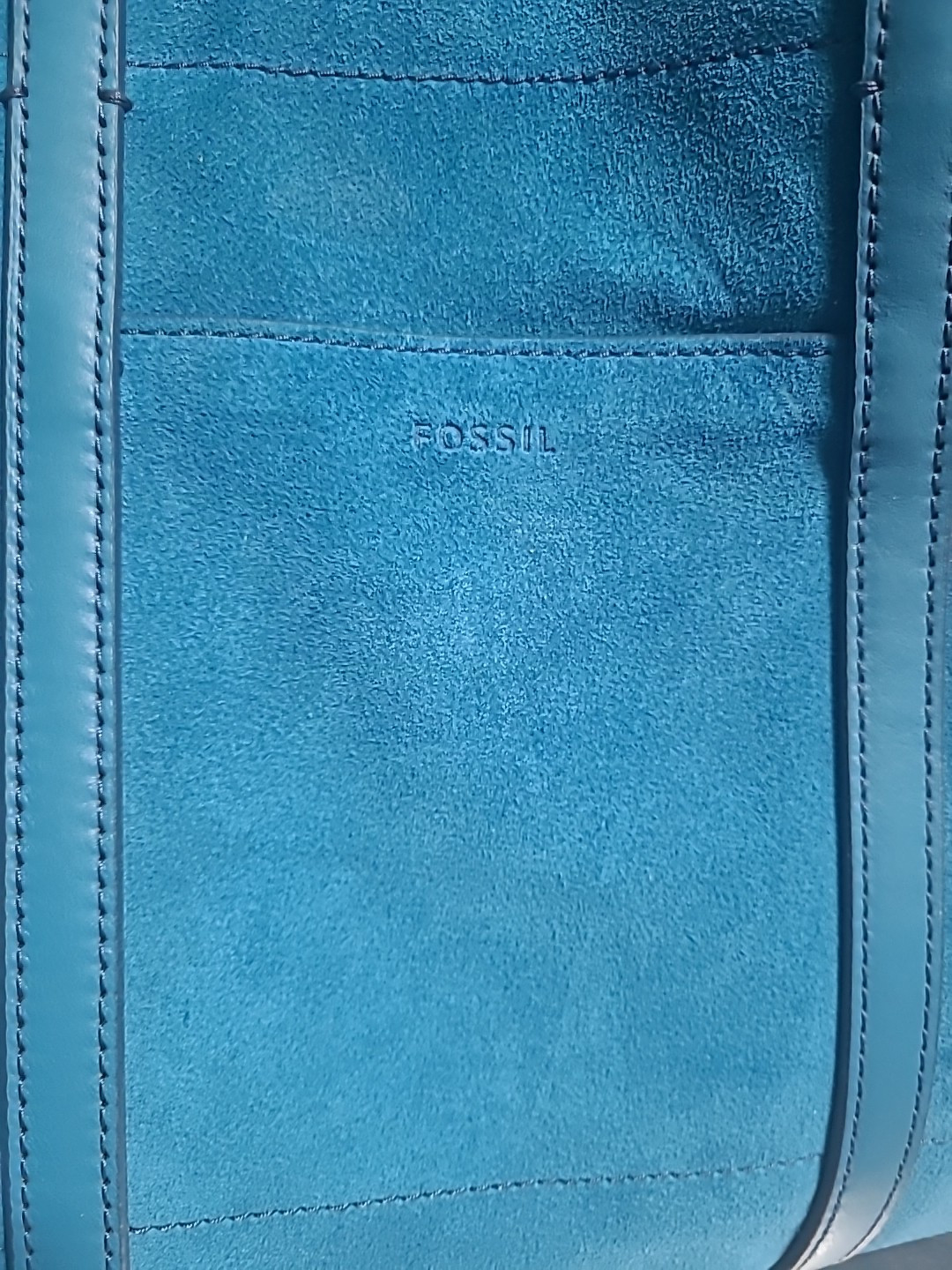 Fossil Carmen Shopper Lagoon Blue Suede Nwt