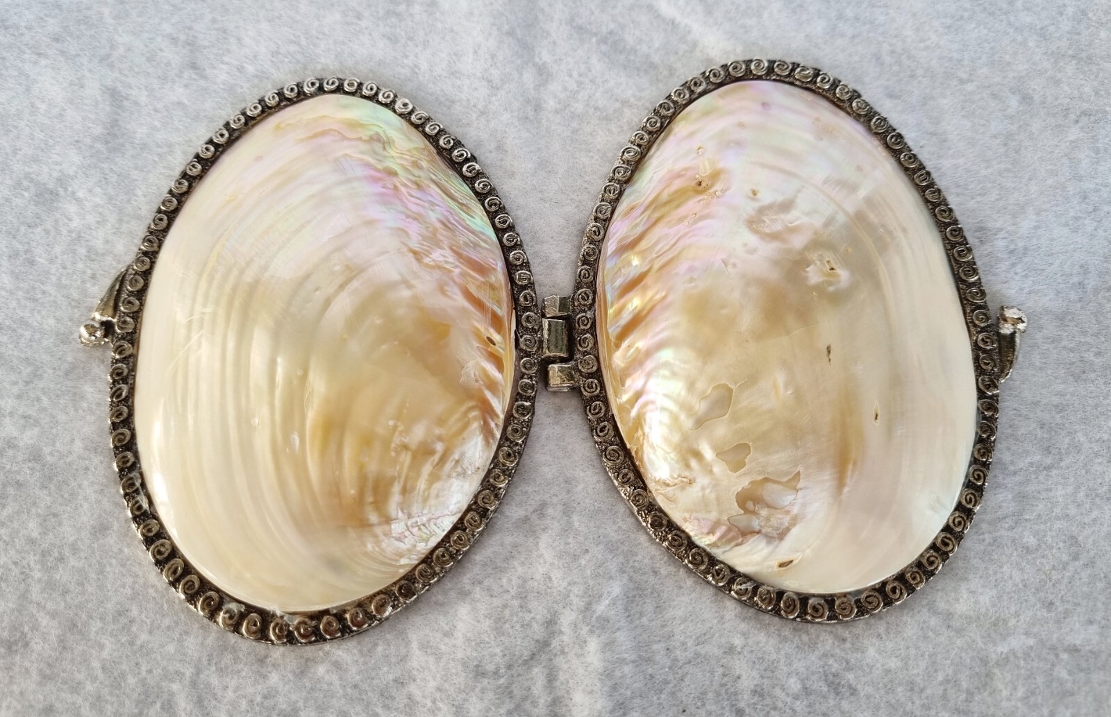 5″ Shell Mother Of Pearl Clutch Bag Purse Dinner Party White Small Lady Vtg Gift