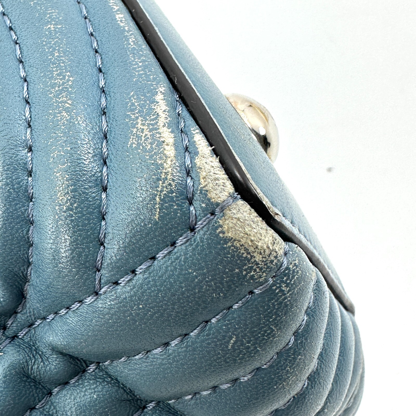 FENDI Dotcom Mini Women’s Handbag Blue Quilted Leather Top Handle Bag