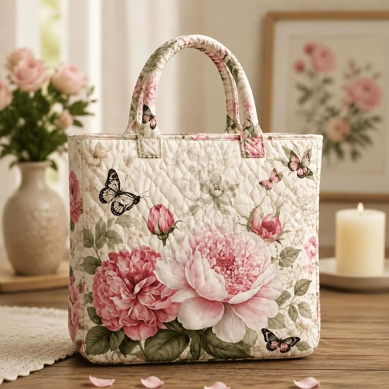 3D Printed Quilted Tote Bags Personalized Tote Bag Lightweight Travel Bags.