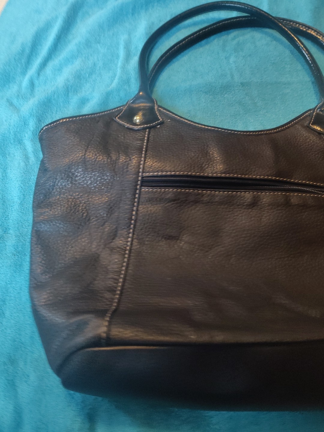 Solina Black Leather Satchel Tote Purse Embossed Scroll Design New Tags