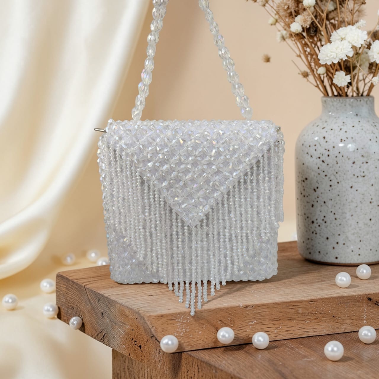Crystal Beaded Evening Clutch Bag Crossbody Elegant Rhinestone Envelope Handbag