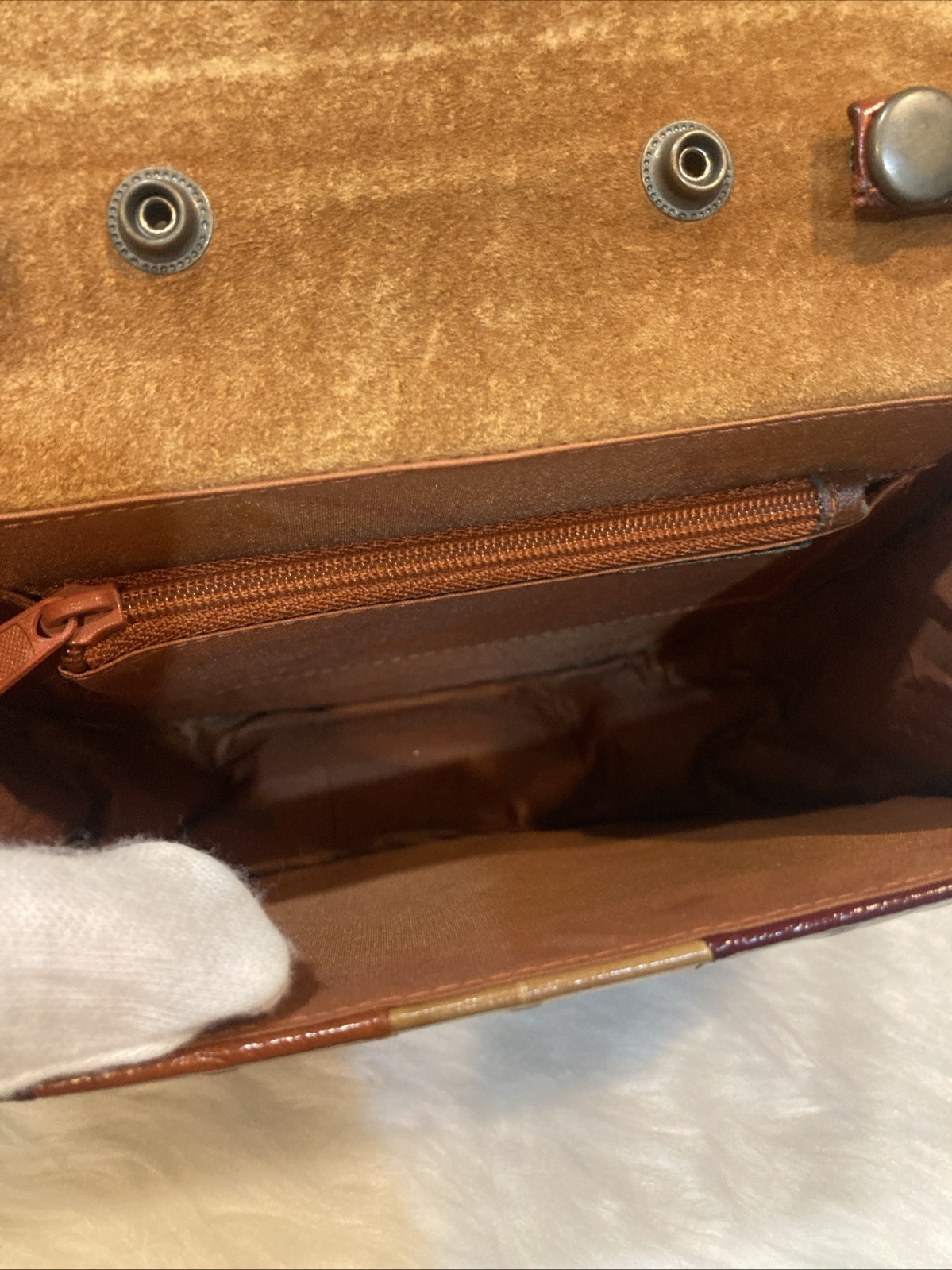 Vintage Genuine Eel Skin Leather Mini Shoulder Bag Warm Tone 17cm