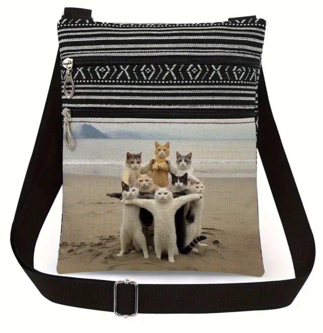 Funny Cats on Beach Crossbody Bag