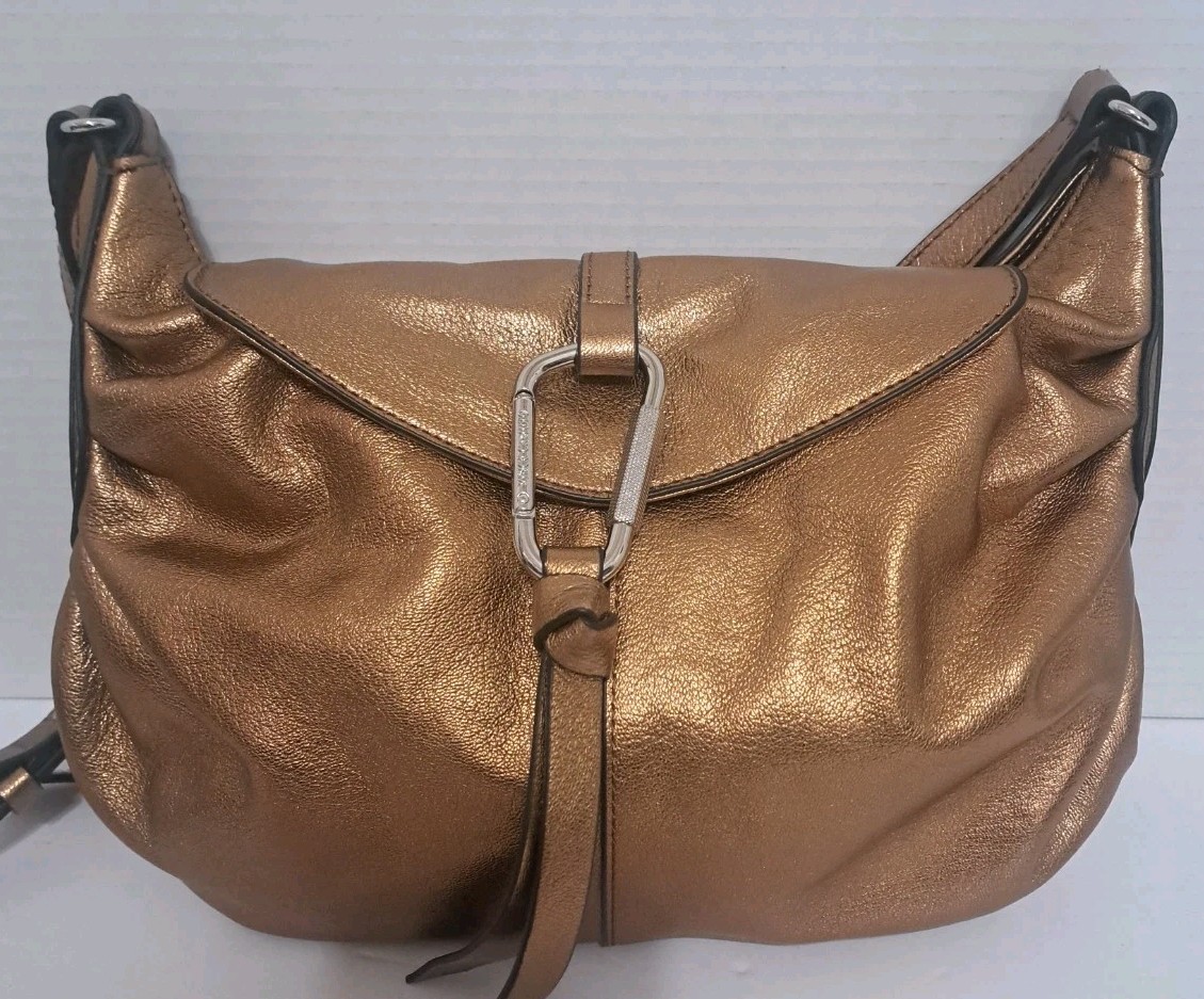 Vince Camuto Metallic Bronze Leather Shoulder Handbag