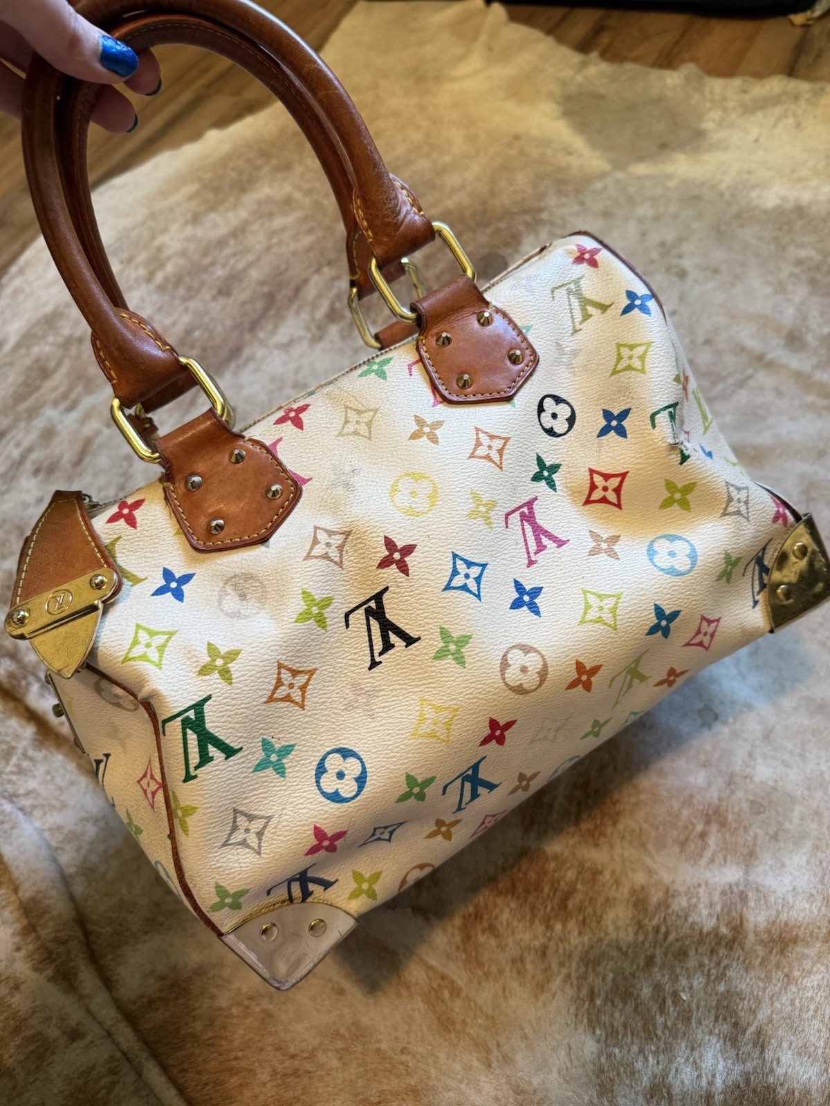 Louis Vuitton Takashi Murakami Monogram Multicolore Speedy 30 White