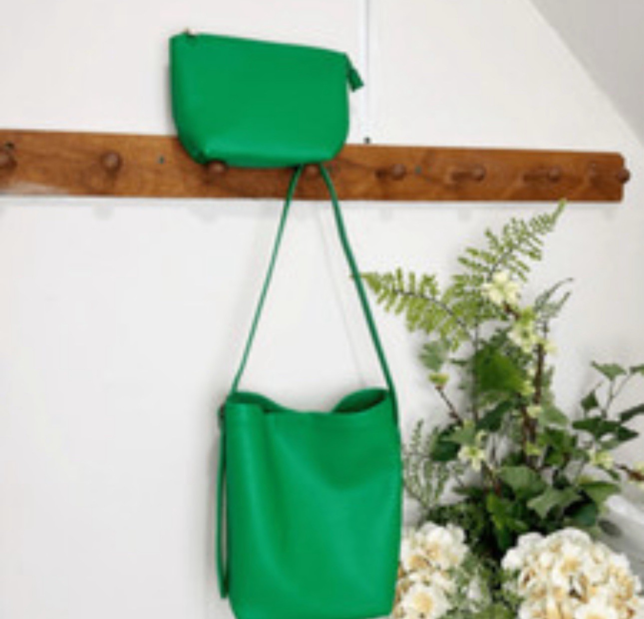 Anthropologie Urban Tote Green Leather Shopper Bag Large With Pouch
