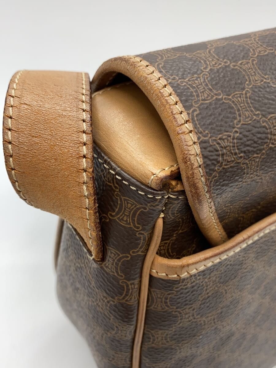 CELINE Shoulder Bag Leather Brown 12.0 in