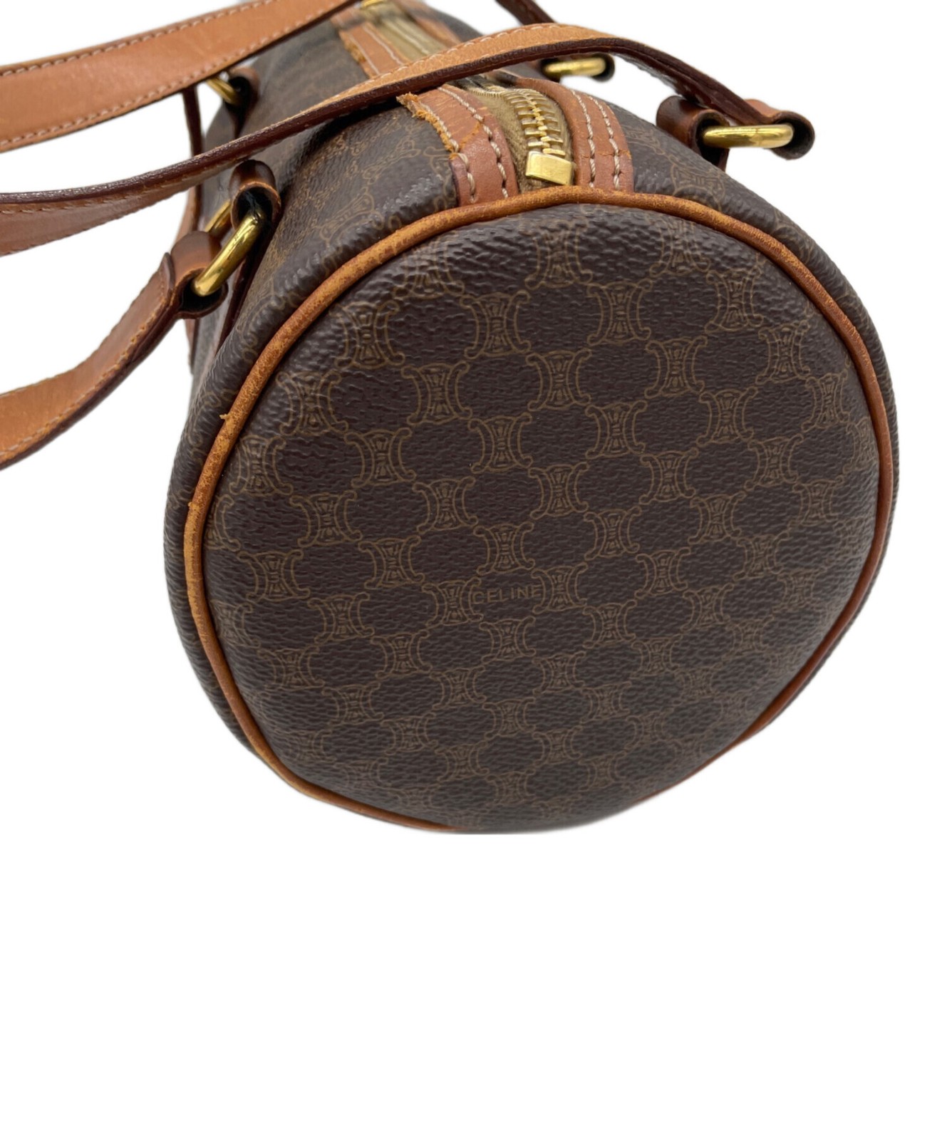 Celine Monogram Leather Handbag Shoulder Bag Gold Hardware Italy Mini bostonBag