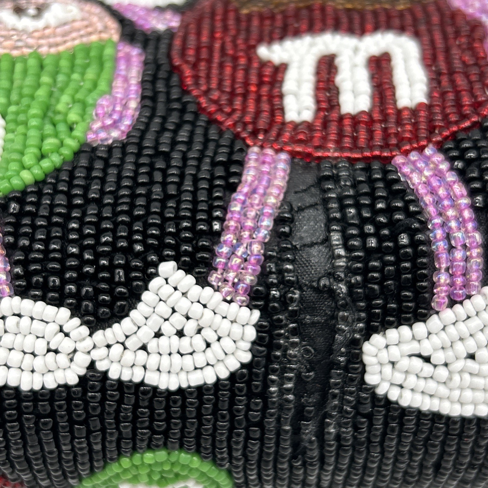 VTG M & M Candy Beaded Barrel Purse Clutch Bag – AS IS -Missing Beads