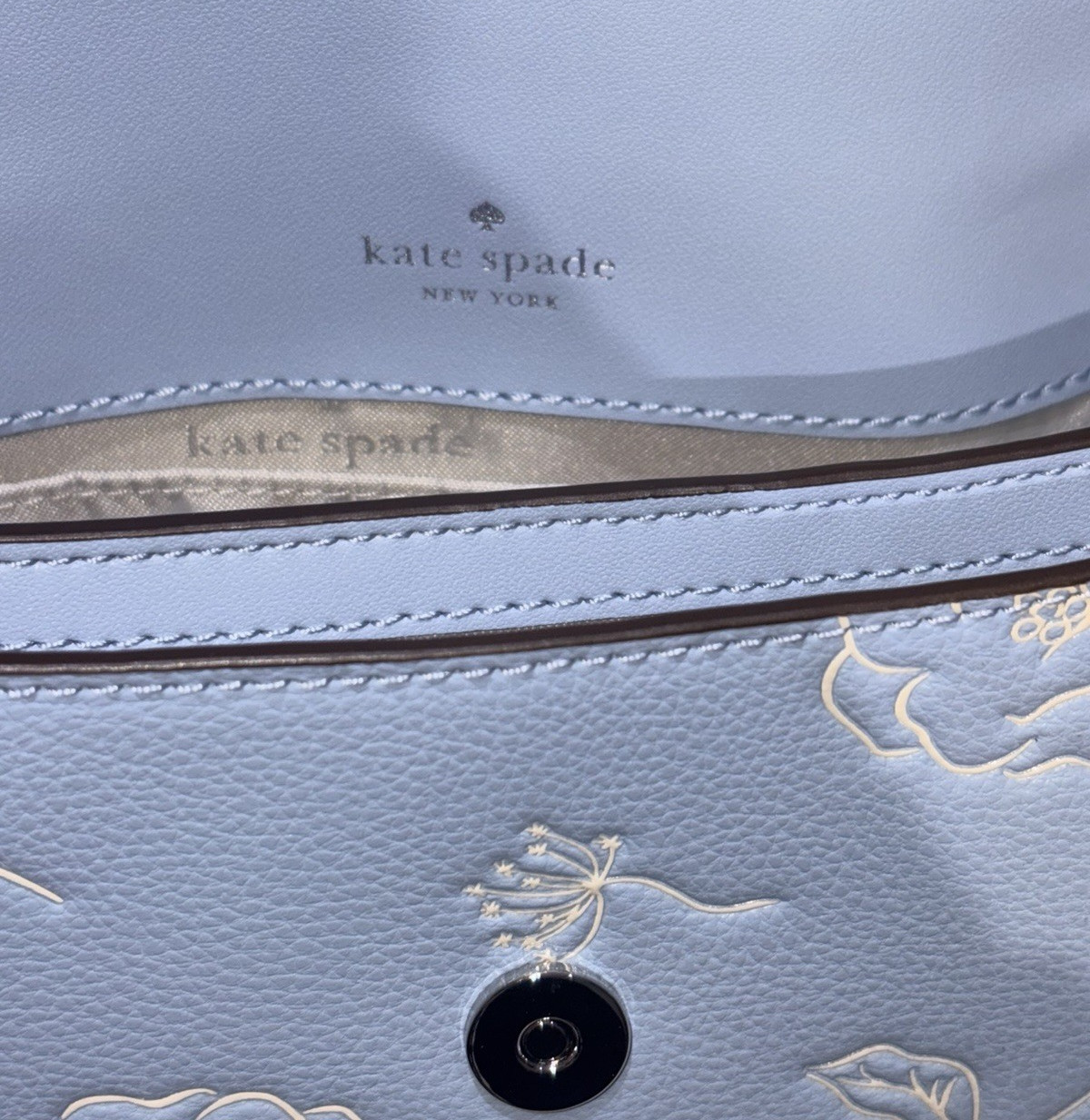 KATE SPADE SUTTON MINI FLAP CROSSBODY BAG SHOULDER BLUE FLORAL EMBOSSED LEATHER