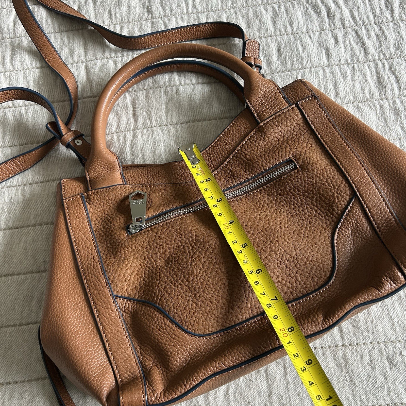 PERLINA Genuine Leather Brown Small Purse Handbag Handle Or Crossbody