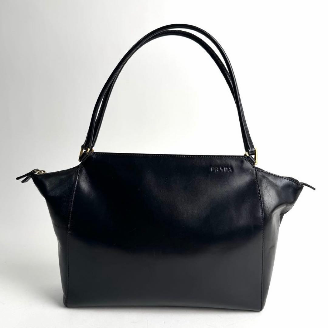 PRADA Archive Leather Shoulder Bag handbag Black Y2K Authentic 283