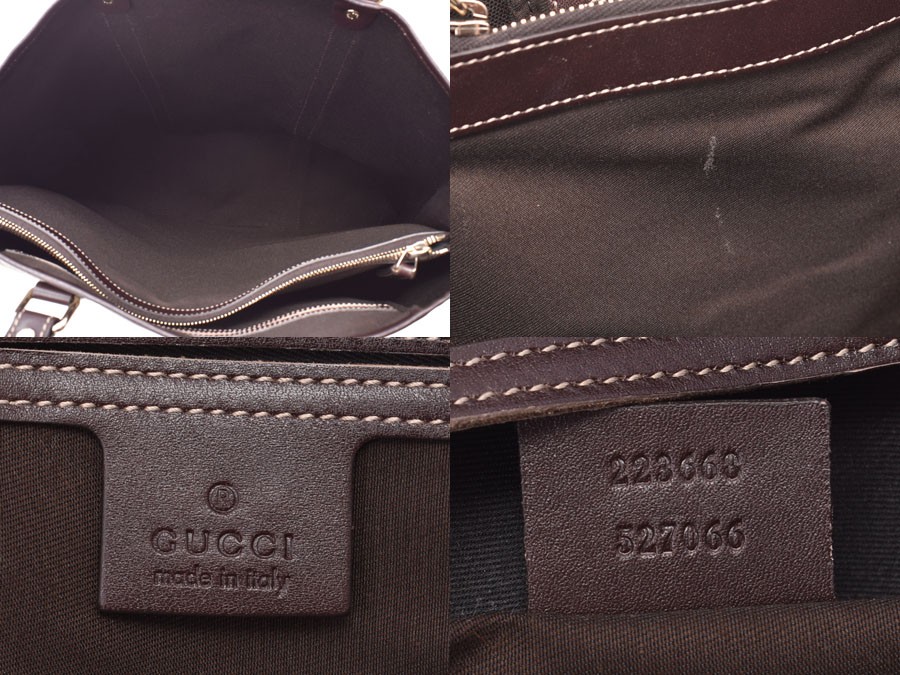 Gucci GG tote bag Greige Brown Gray Black leather