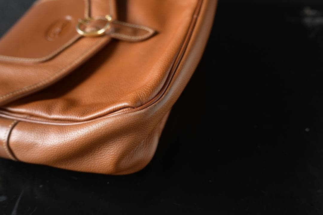 LONGCHAMP Leather Shoulder Bag Brown Auth Women about 9.06 x 12.20 × 2.76 inches