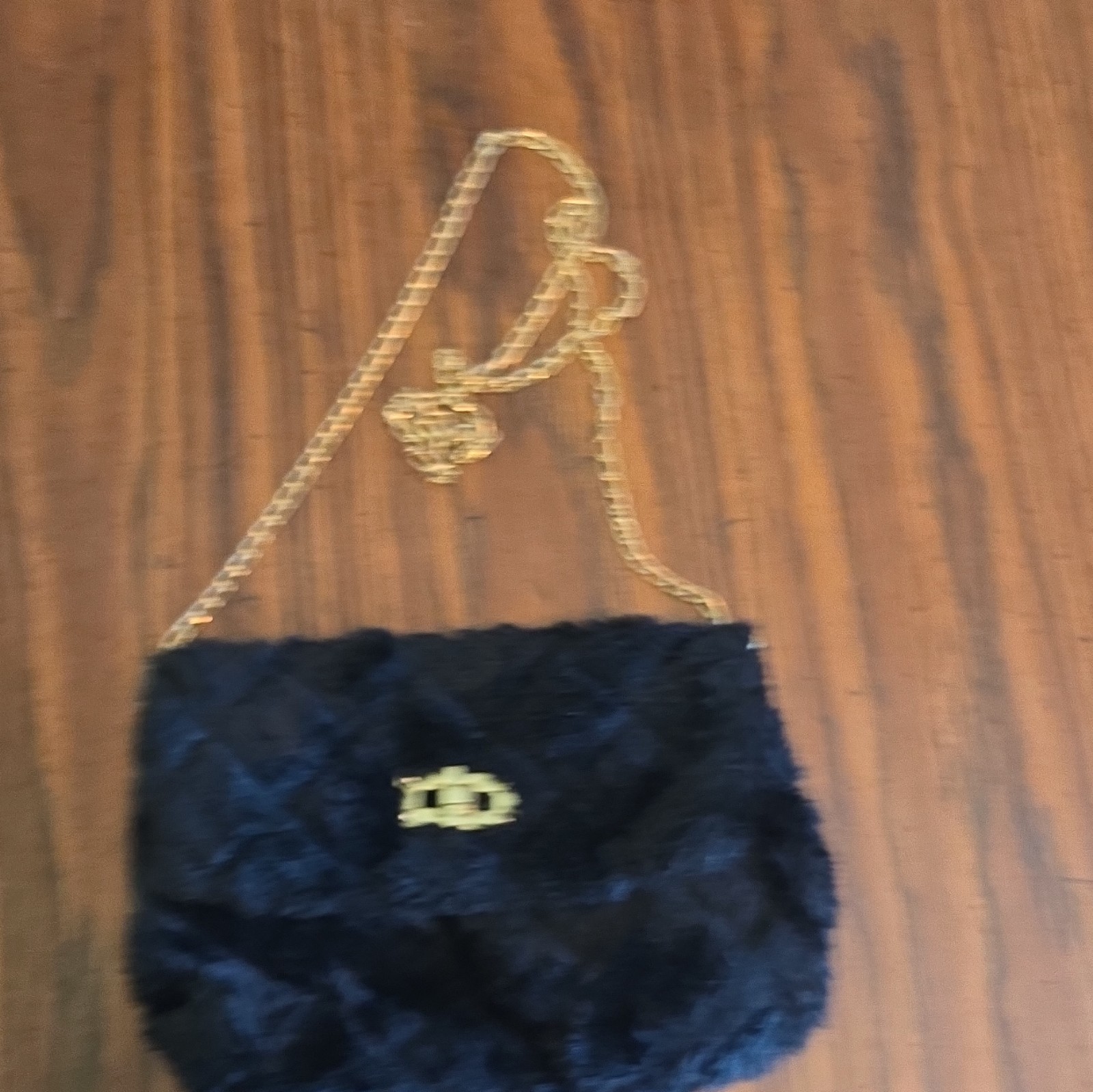 Black Shoulder Bag, Rectangle, Turn Lock, Gold Chain Strap, Solid, Lined
