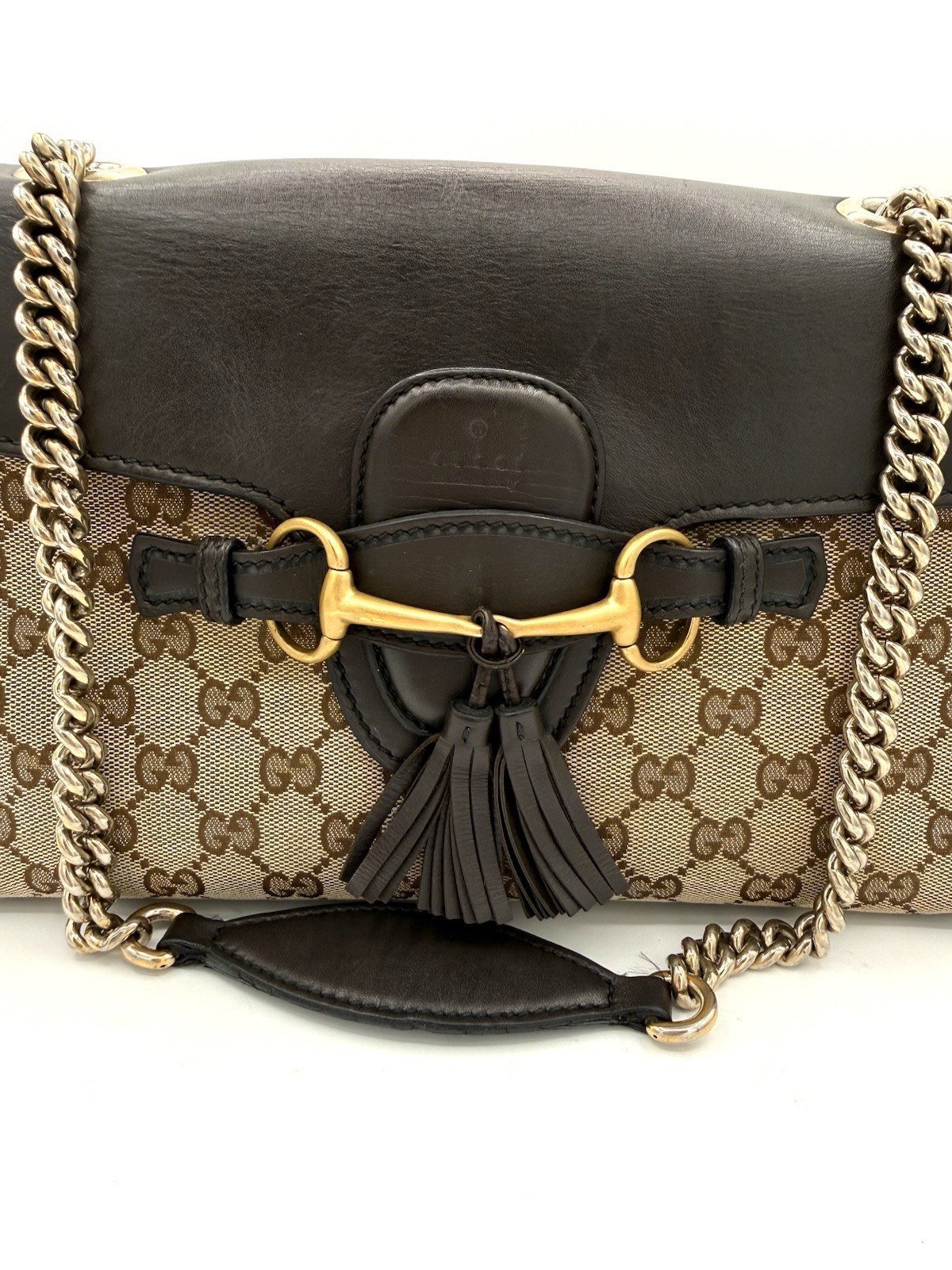 Gucci Brown GG Canvas and Leather Emily Bag
