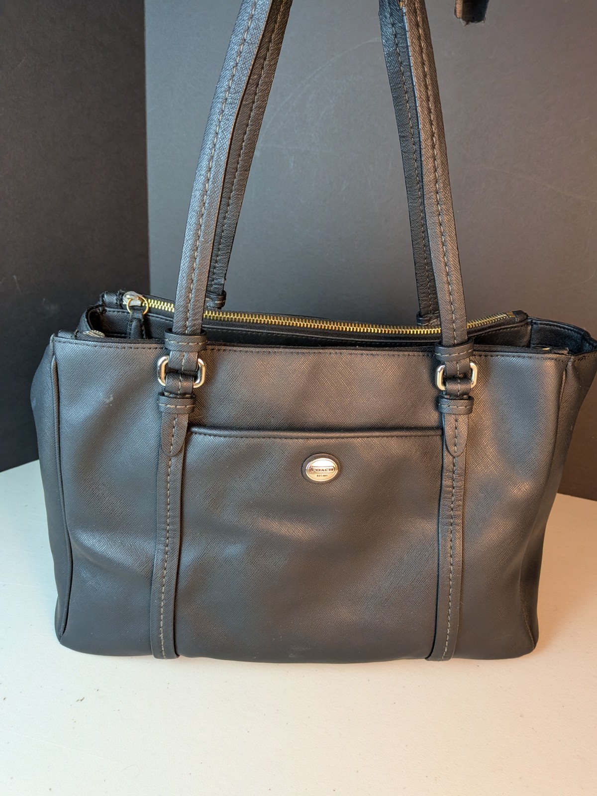 Coach Peyton Jordan Double Zip Carryall F25669 Black Shoulder Bag Fair