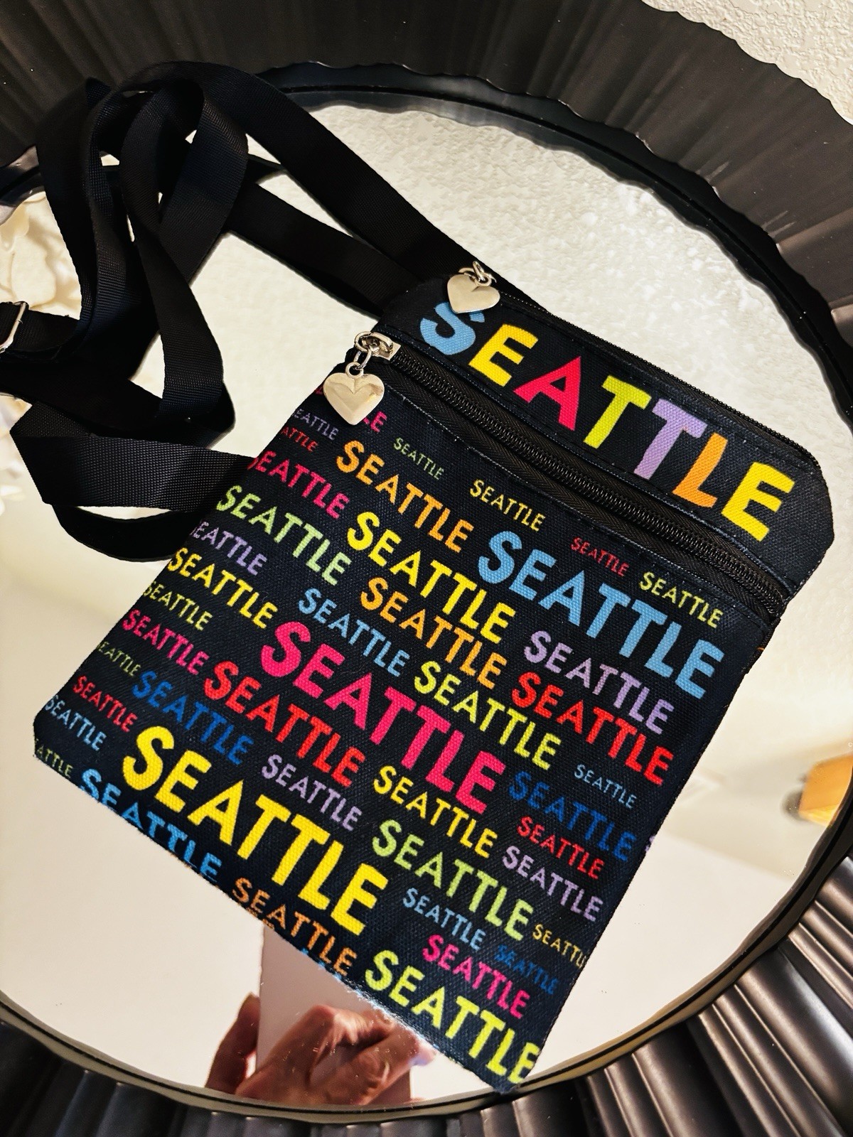 Seattle Canvas Crossbody Bag Pouch Compact Travel Passports 18” Adjustable Drop