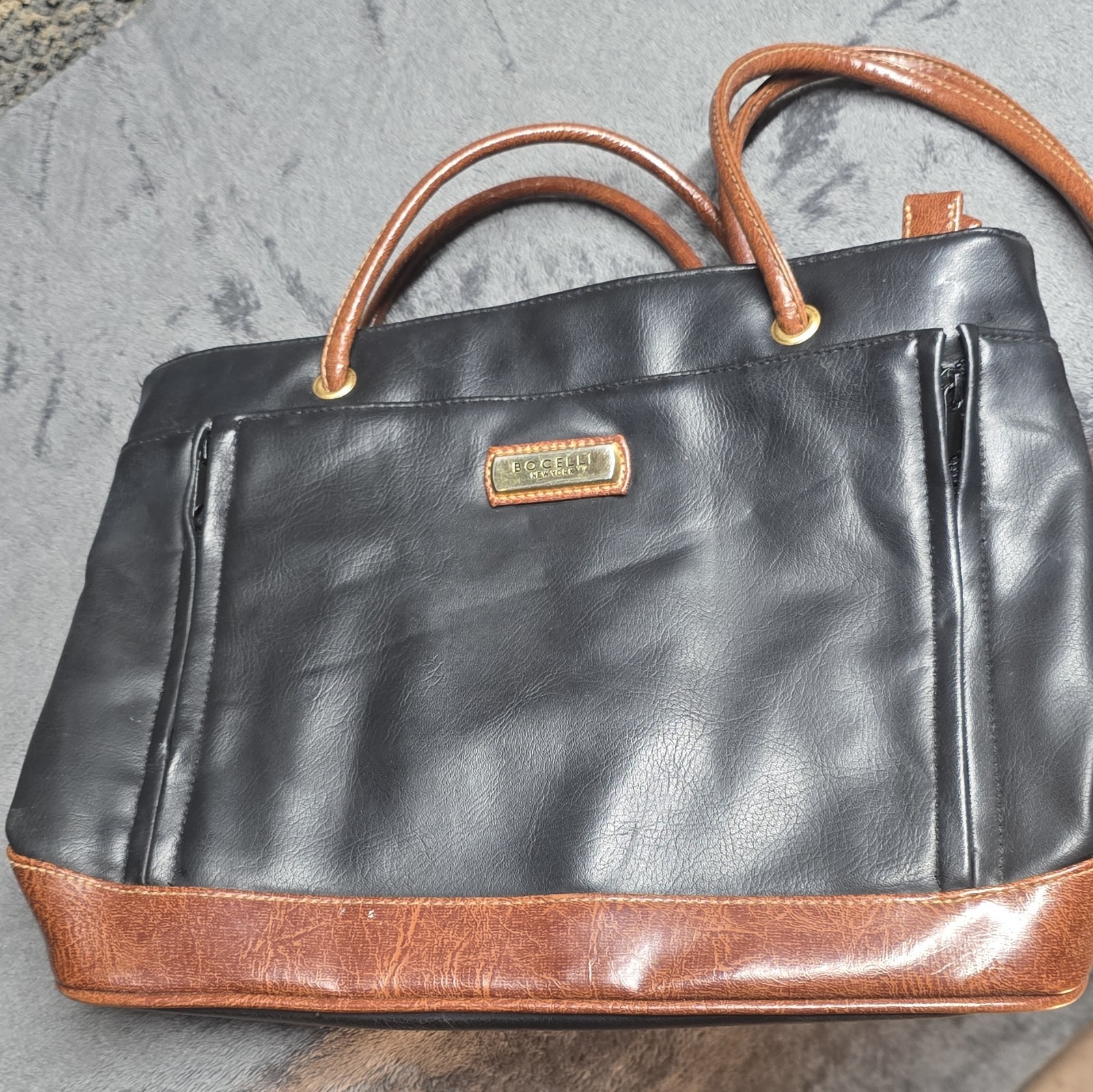 Bocelli New York Black/Brown Shoulder Bag Zip & Magnetic, Multi Compartments