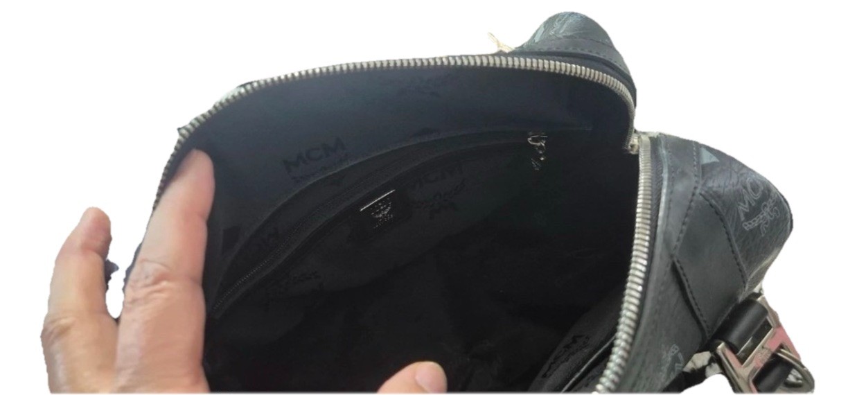 MCM Black Visetos Boston Bag