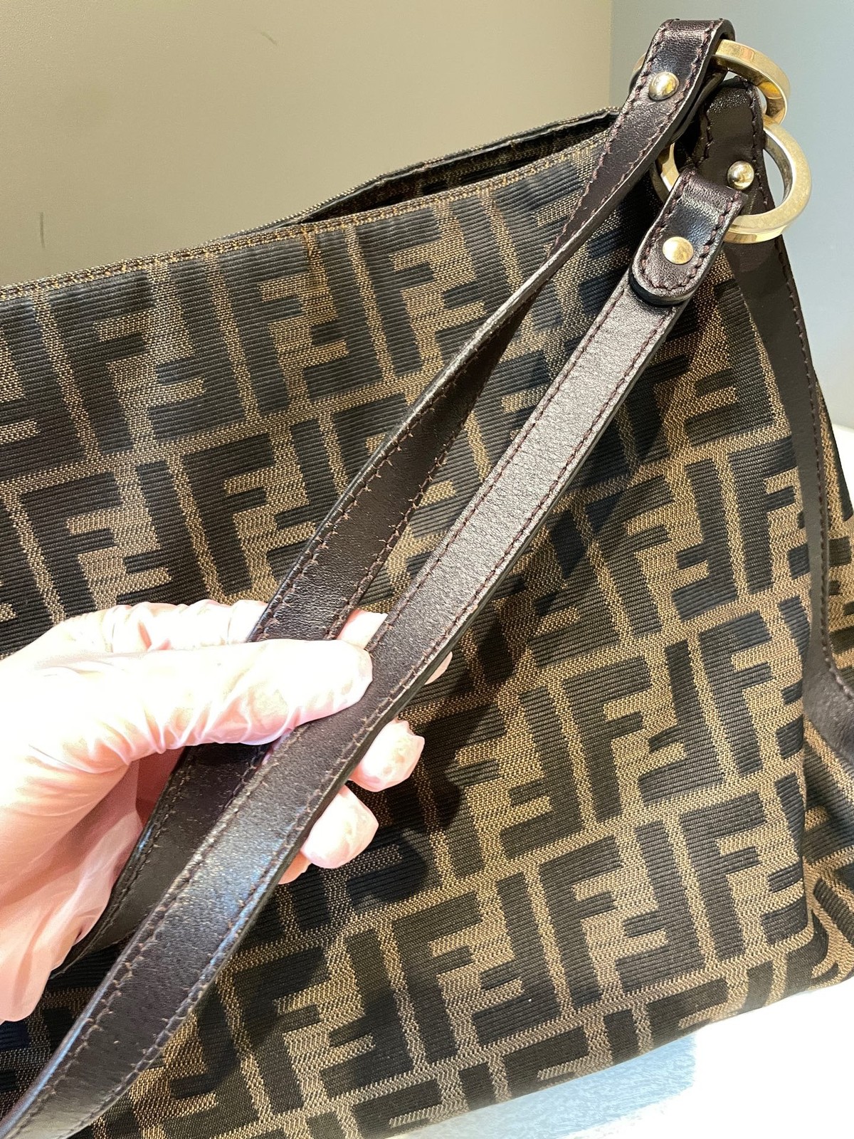 Fendi Zucca FF Canvas Brown Large Tote Bag