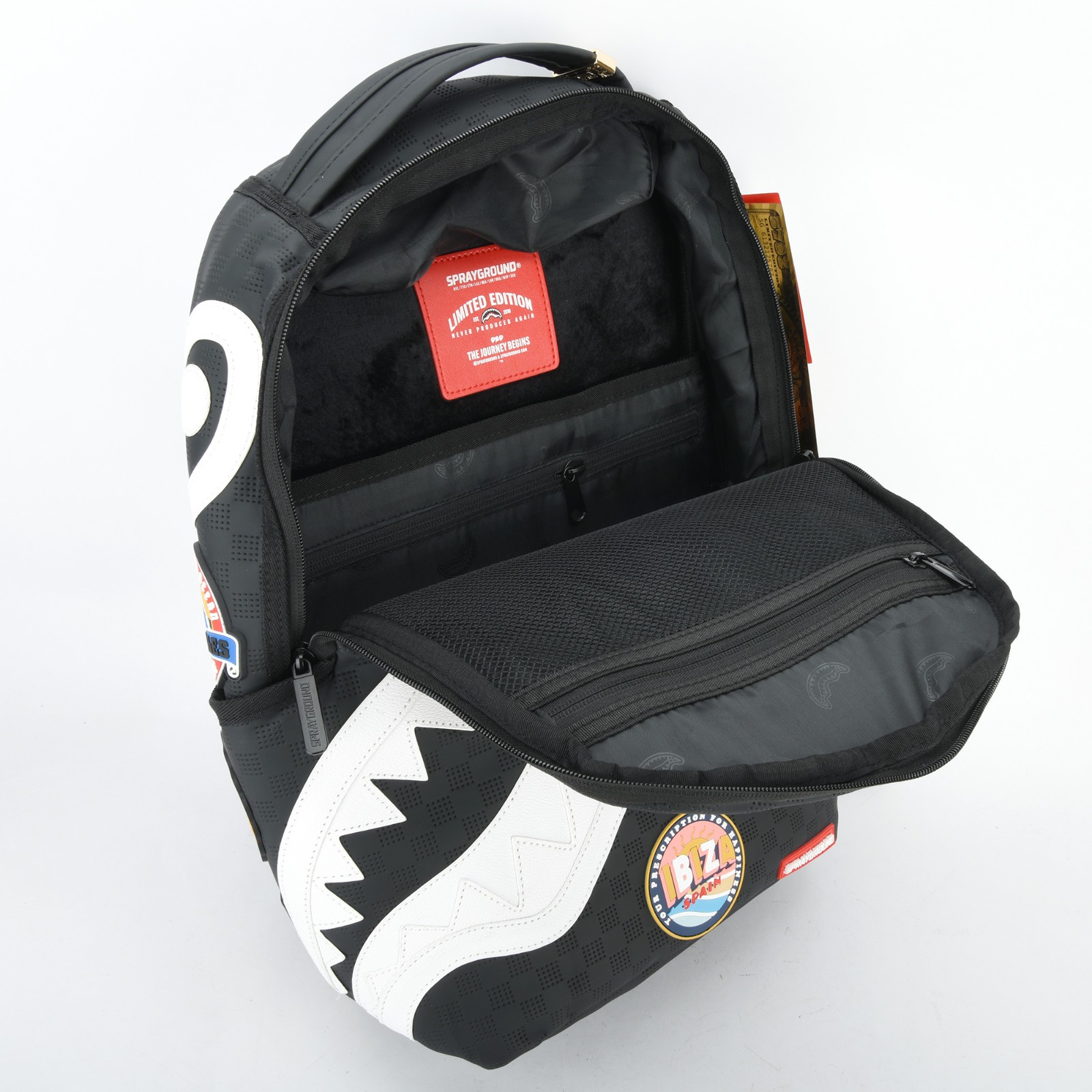 Sprayground Global Mogul Billionaire Shark Leather Bag Backpack Unisex Black