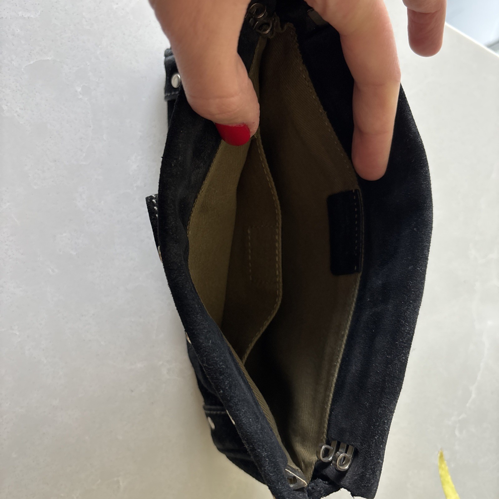 Ruehl No. 925 Black Suede Leather Folding Clutch