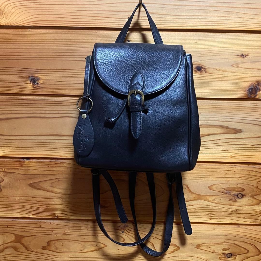 Margaret Howell Leather Rucksack Backpack Black Old Reuse Condition
