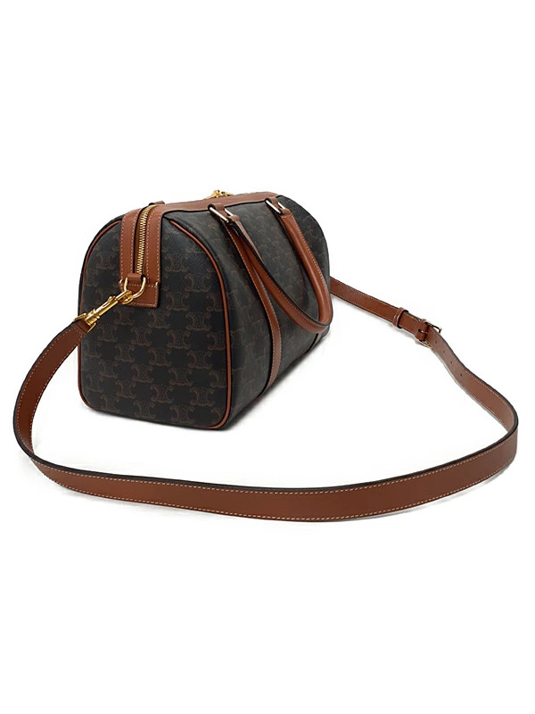 Celine Triomphe Canvas Large Boston 119572CAS.04LU Brown Shoulder Bag #TB3387