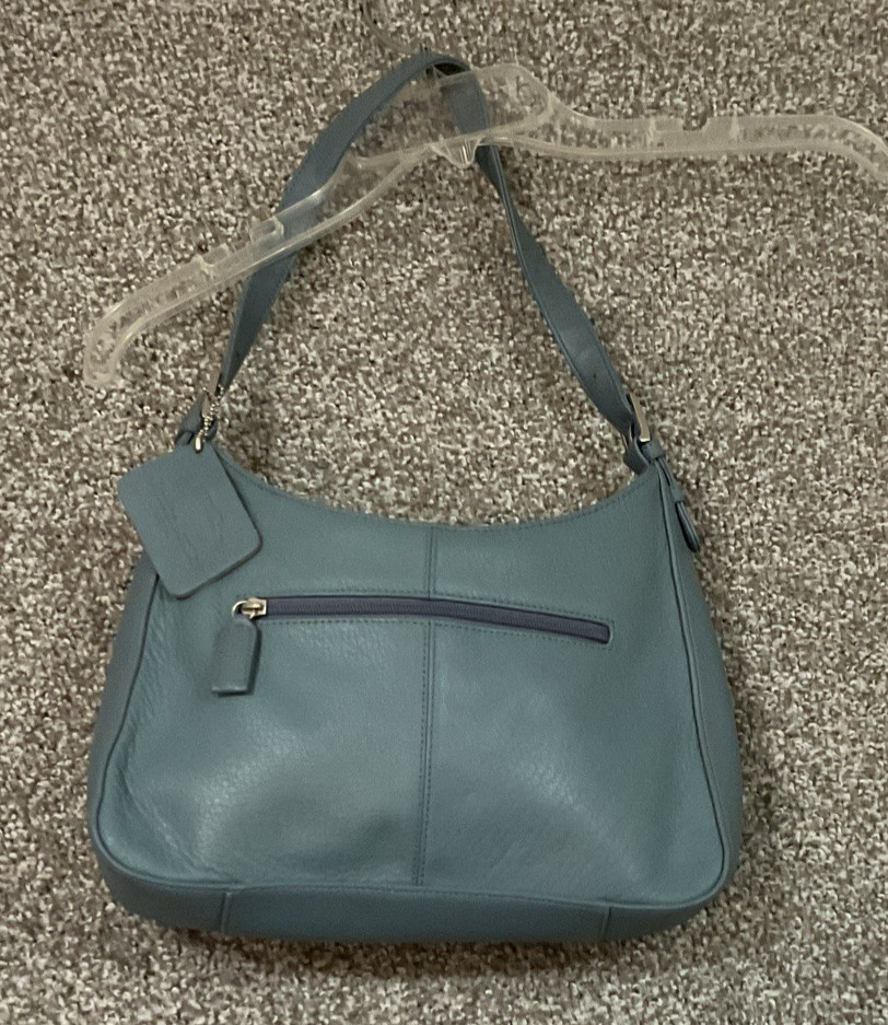 Vtg 90’s Charter Club Classic Slate Gray Leather Purse Shoulder Career Handbag