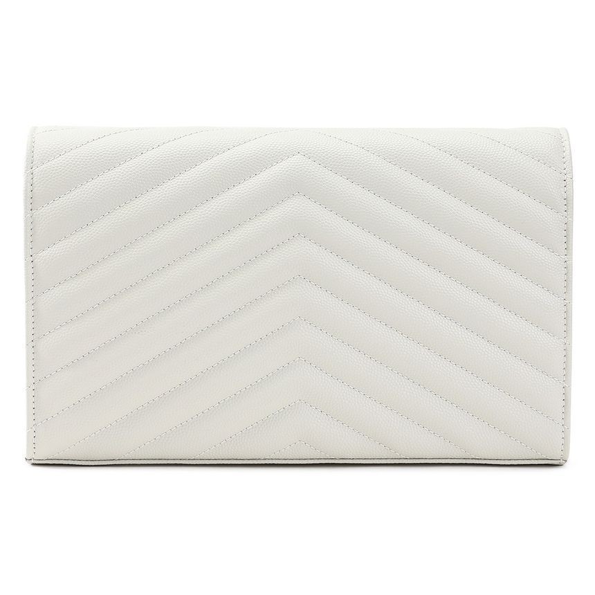 SAINT LAURENT YSL CASSANDRE Cowhide Leather Bag Women’s White 7.4×1.3×4.9 in