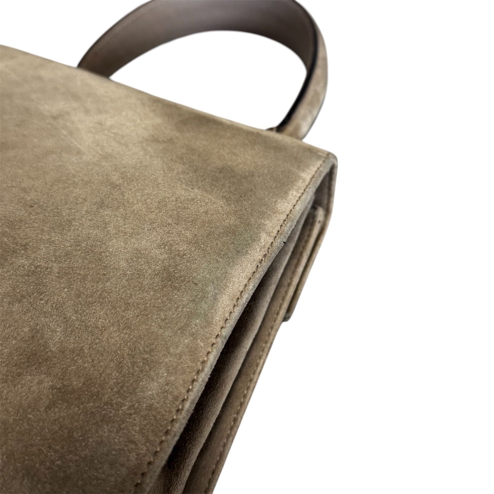 SALVATORE FERRAGAMO 2WAY Bag Gancini Suede Gray Vintage Authentic From Japan