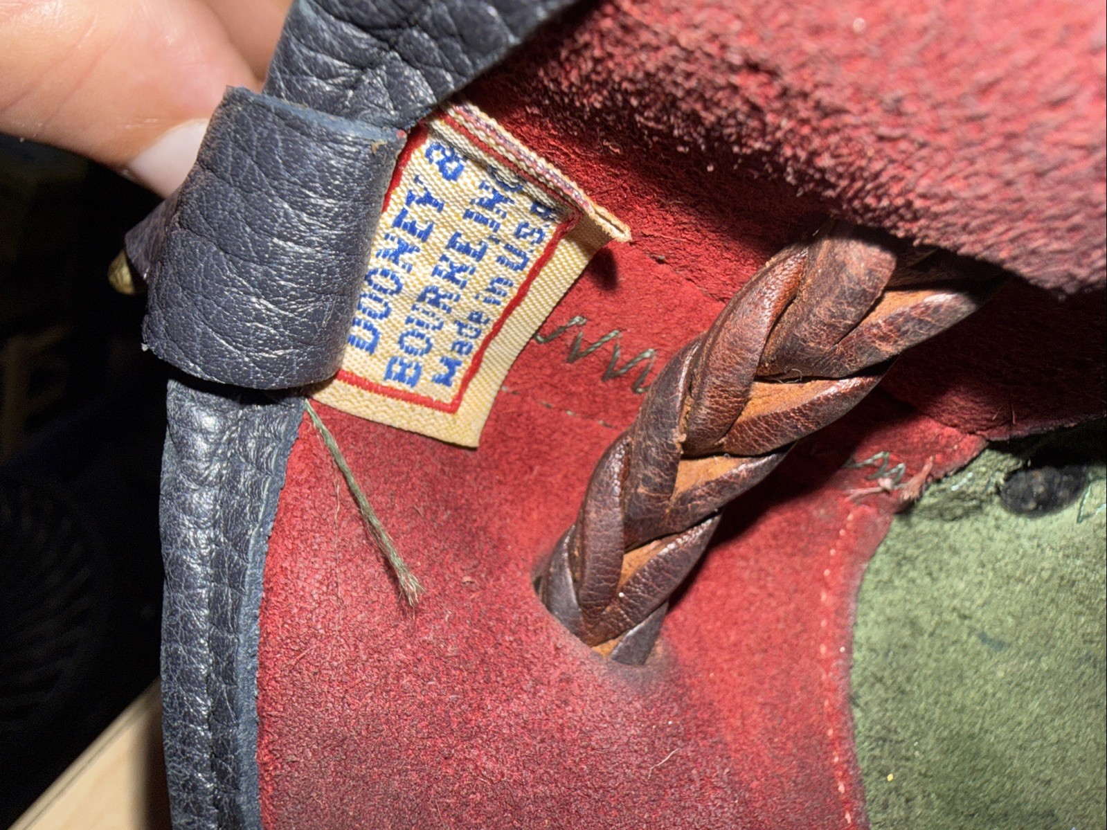 Vintage Dooney And Bourke Teton Bucket Bag Hunter Green Camel Trim Leather USA