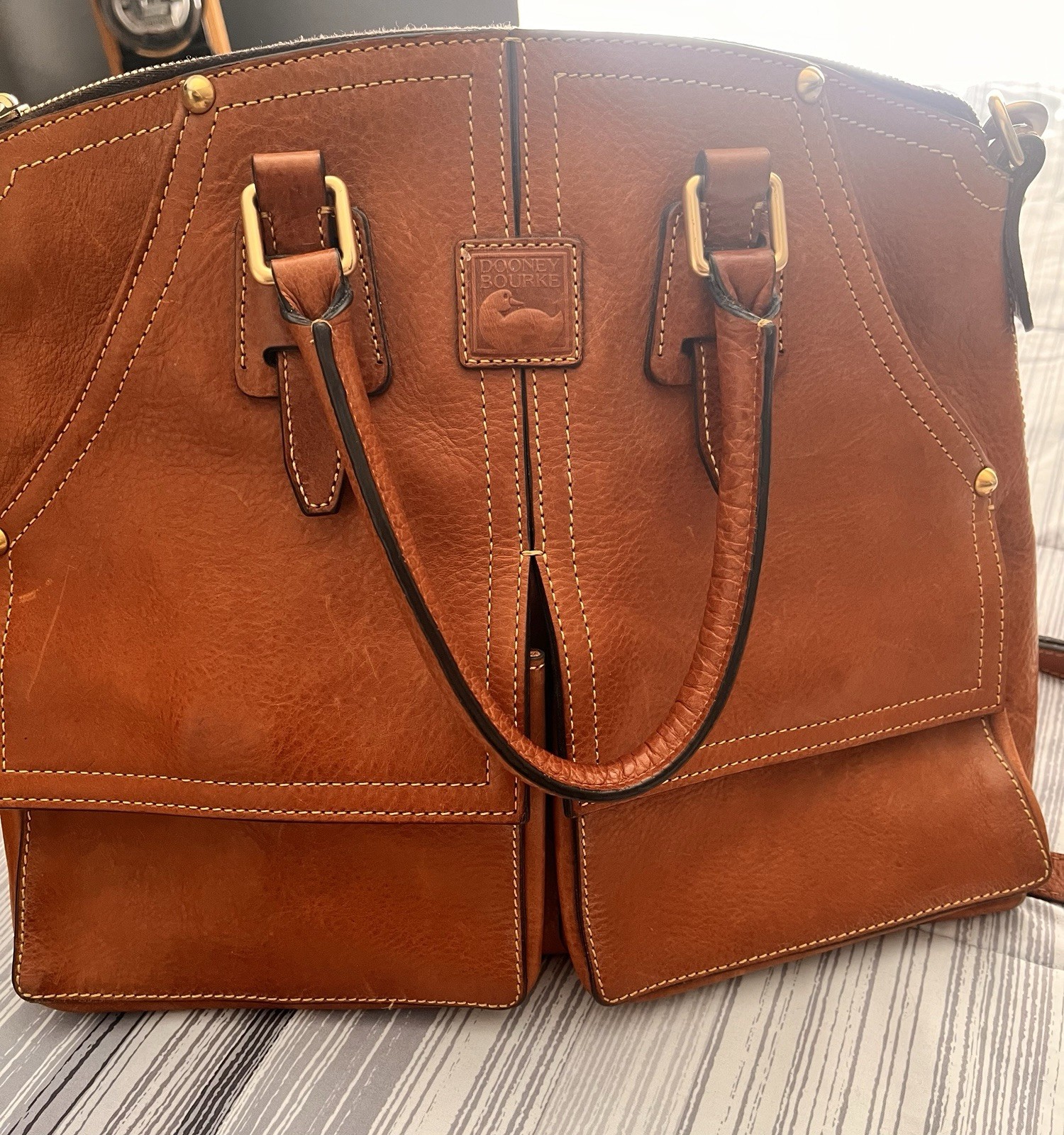 Dooney & Bourke Florentine Clayton Satchel bag Large Tote Natural Chestnut