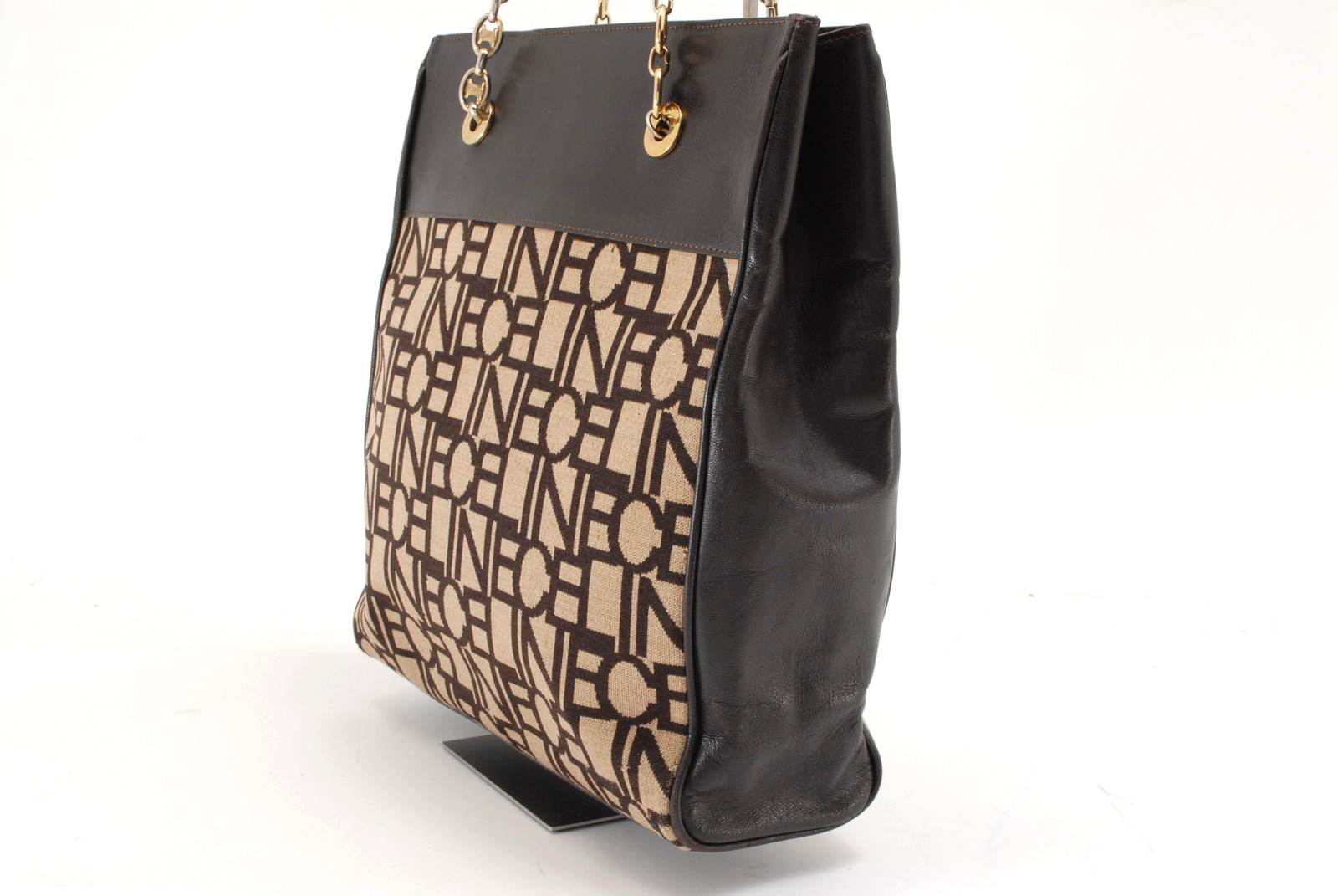 *Rere* CELINE Tote Shoulder Bag Logo Blazon Chain Triomphe Fabric Leather